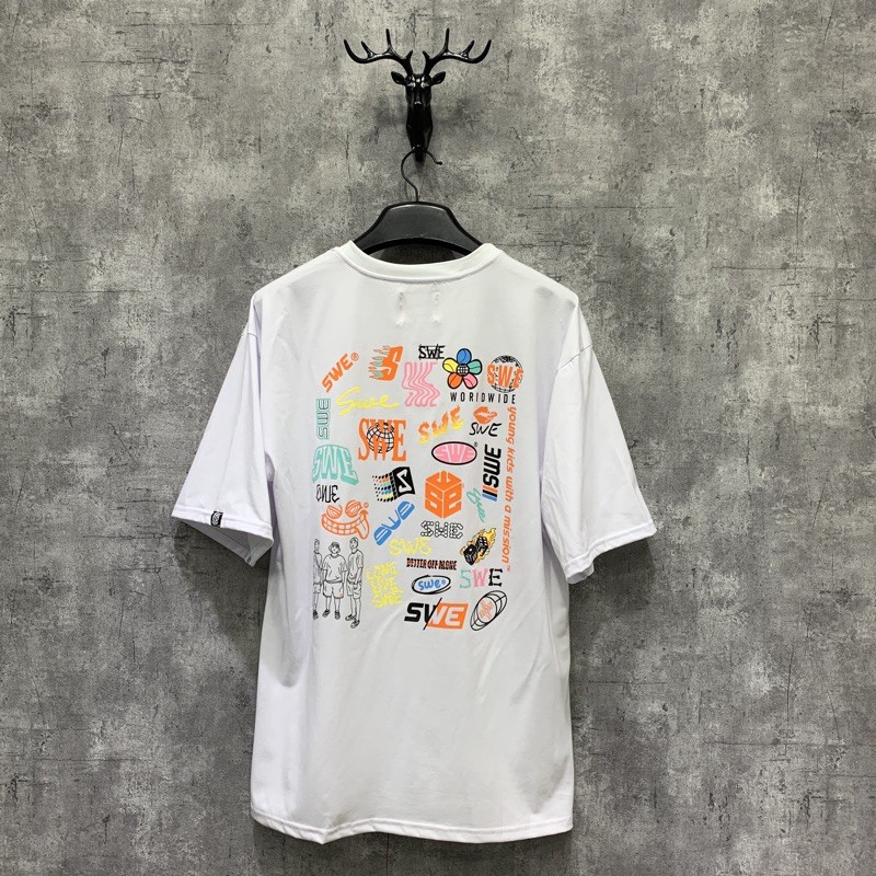 Áo thun unisex swe full logo tee Nam Nữ Full tag Chính hãng áo thun tay lỡ nam nữ chất cotton | BigBuy360 - bigbuy360.vn