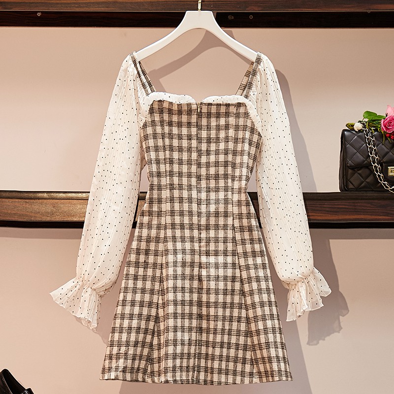 [Mã WAMT1505 giảm 10K đơn 0K] 🌸Hàng Order🌸 Váy Kẻ Bigsize Phối Tay Chấm Bi Nơ Ngực Tiểu Thư Dịu Dàng🌸Hàng Quảng Châu | BigBuy360 - bigbuy360.vn