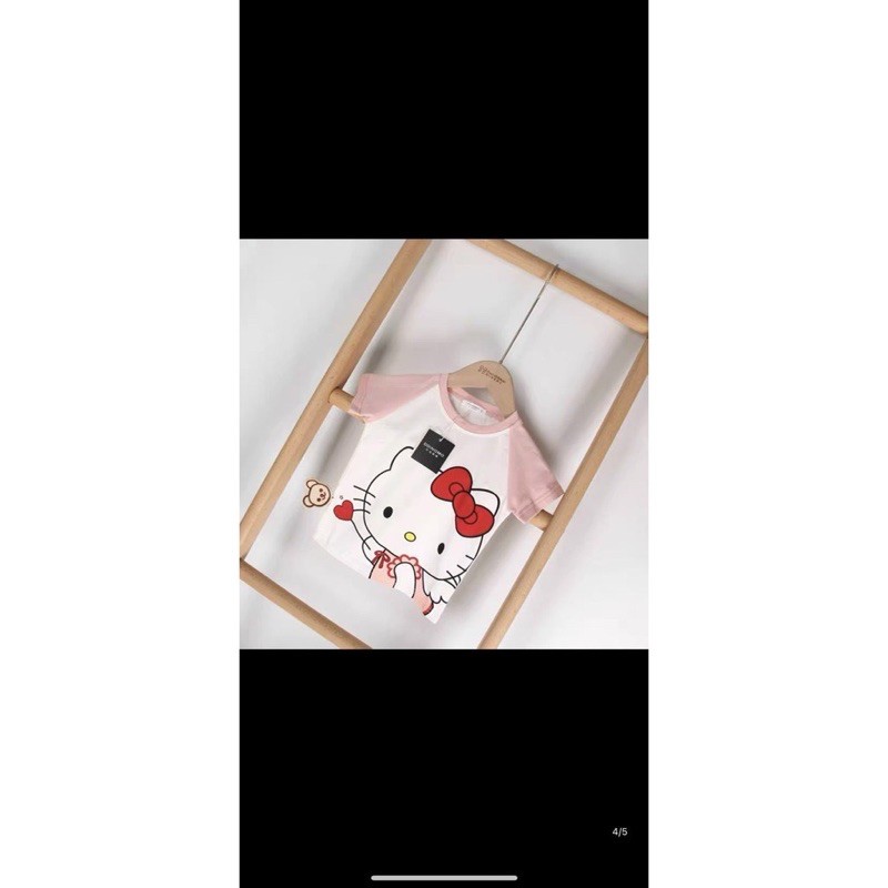 bộ cotton đùi hình mèo hello kitty cho bé