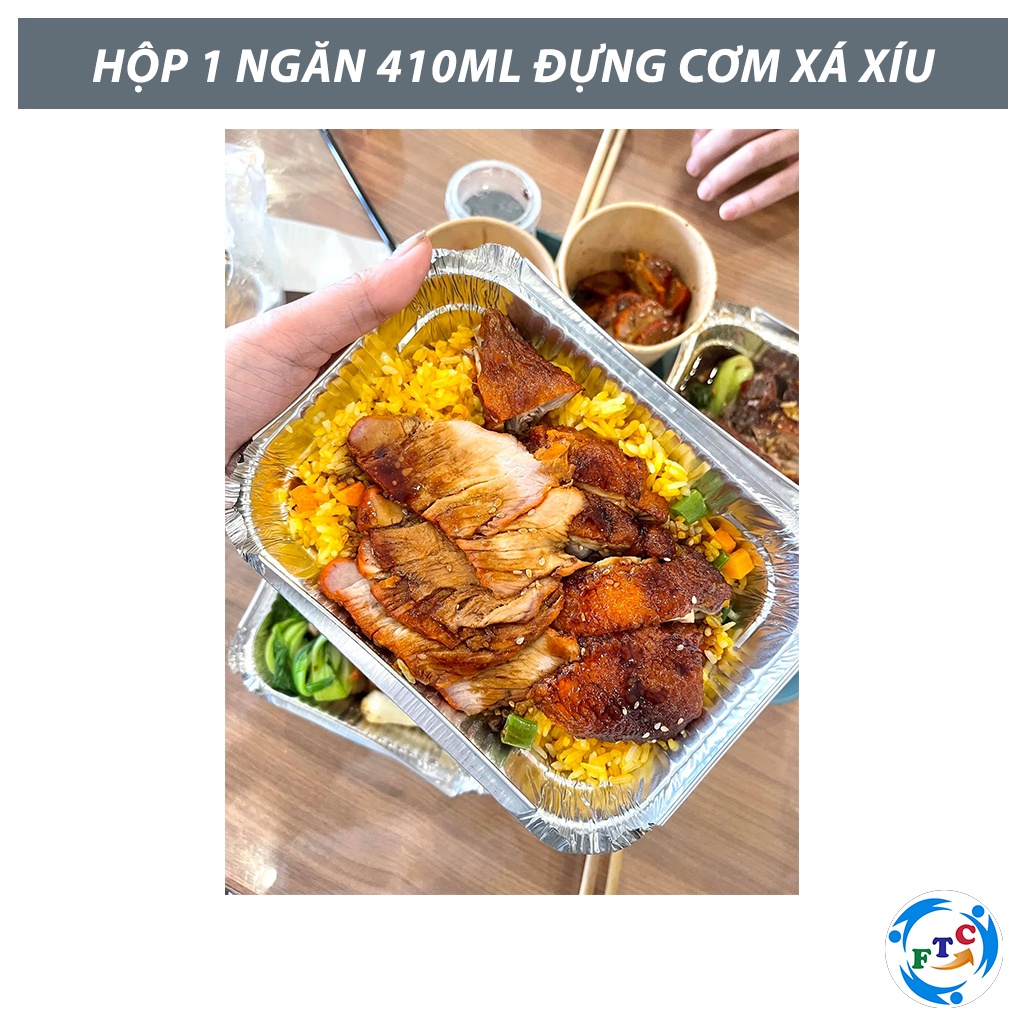 SET 10 HỘP NHÔM ĐỰNG THỰC PHẨM 410ML (KHAY GIẤY BẠC CÓ NẮP) - FOOD ALUMINUM BOX - ĐỰNG THỰC PHẨM DÙNG 1 LẦN