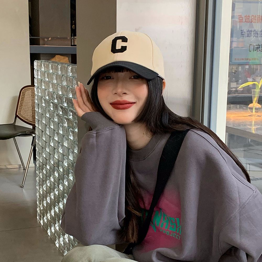 Mũ lưỡi trai cotton thêu chữ phong cách hip hop Hàn Quốc cho nữ
