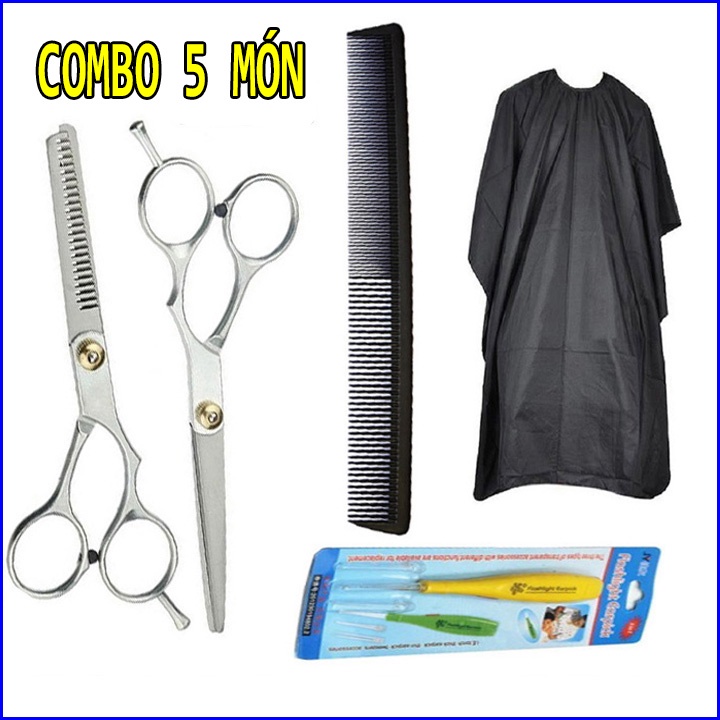 Tông đơ cắt tóc - Áó choàng - kéo cắt tỉa, Máy hớt tóc nam người lớn trẻ em đa năng kèm nhiều phụ kiện FERADO