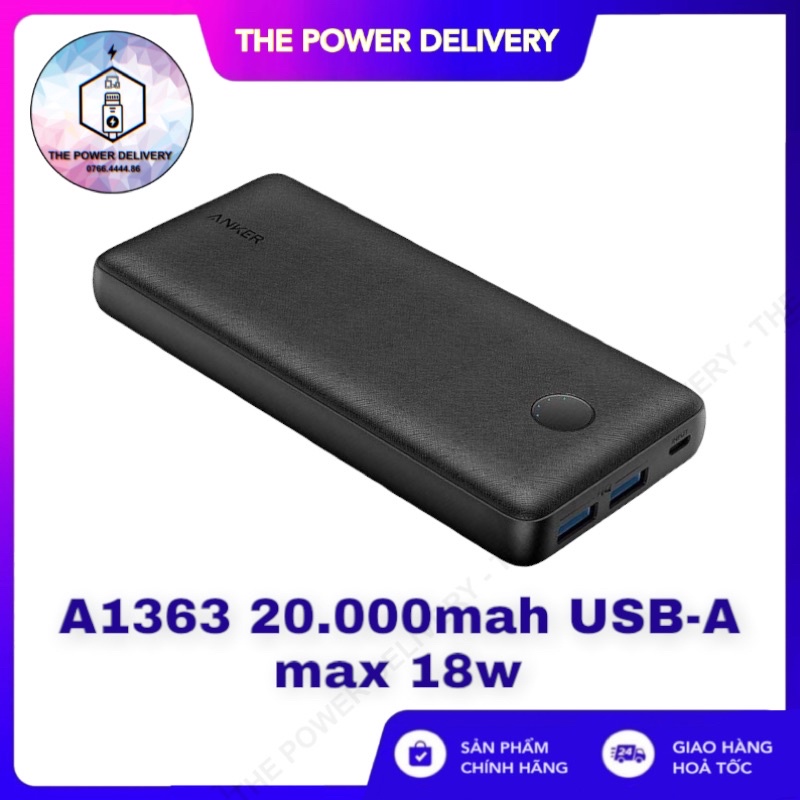 [Mã 155ELSALE giảm 7% đơn 300K] Pin sạc dự phòng ANKER PowerCore Select 20000mAh - A1363 - BẢO HÀNH 12 THÁNG