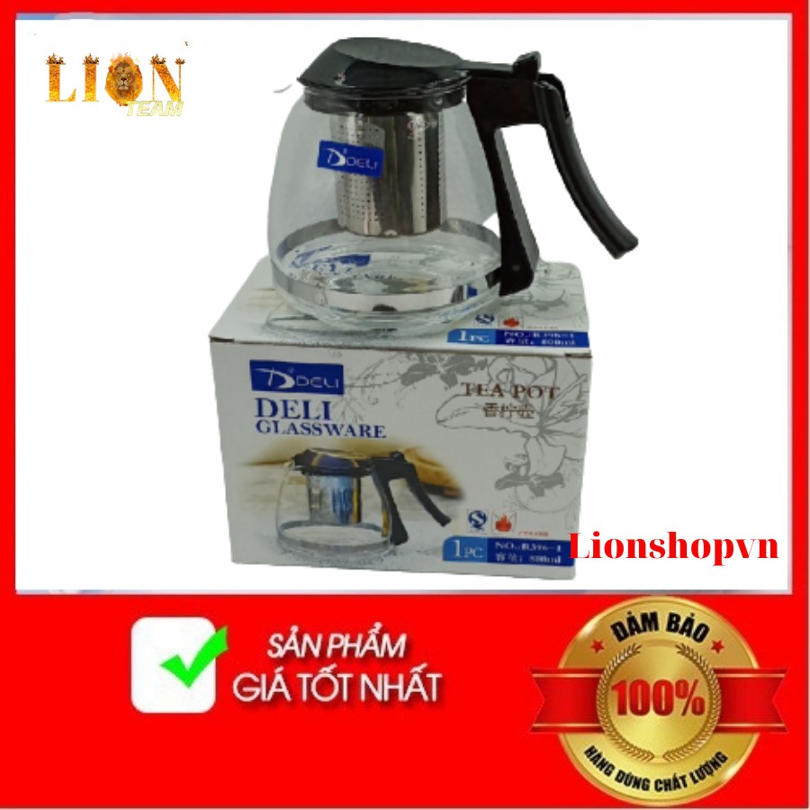 Bình Pha Trà Thủy Tinh Có Lõi Lọc Inox Dung Tích 900ml