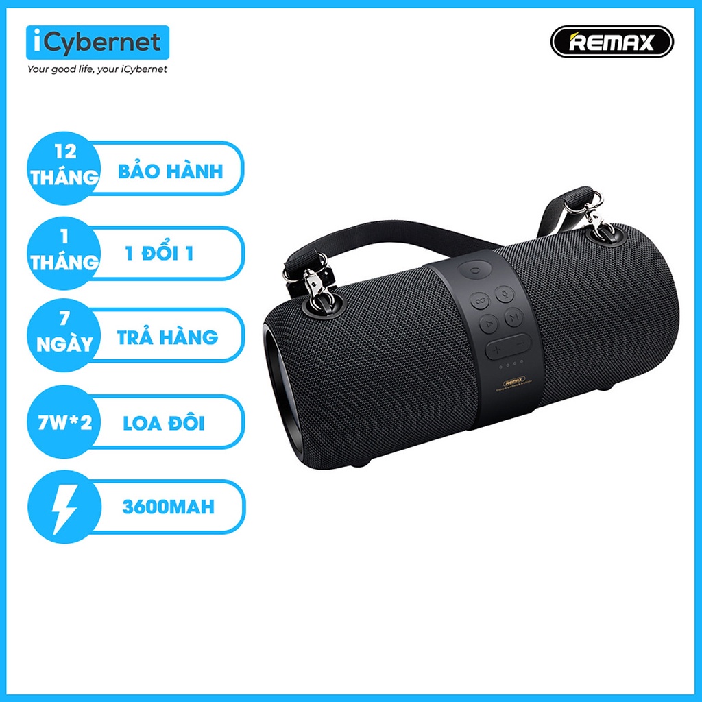 Loa Bluetooth du lịch không dây chống nước IPX6 14W 3600mAh hàng chính hãng ICYBERNET REMAX RBM55