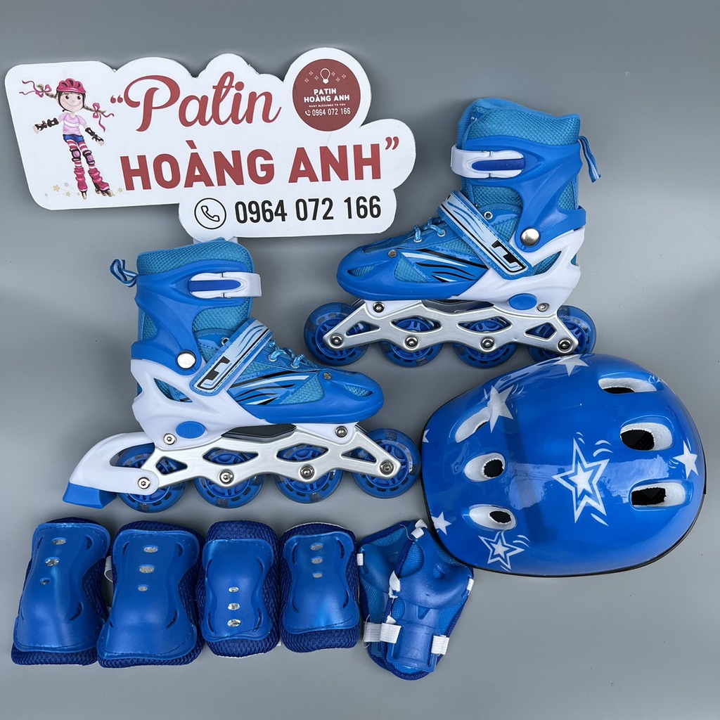 Giày trượt patin trẻ em chuyển bánh từ 1 hàng thành 2 hàng, 8 bánh sáng đèn sport, Giày điều chỉnh tăng giảm được size