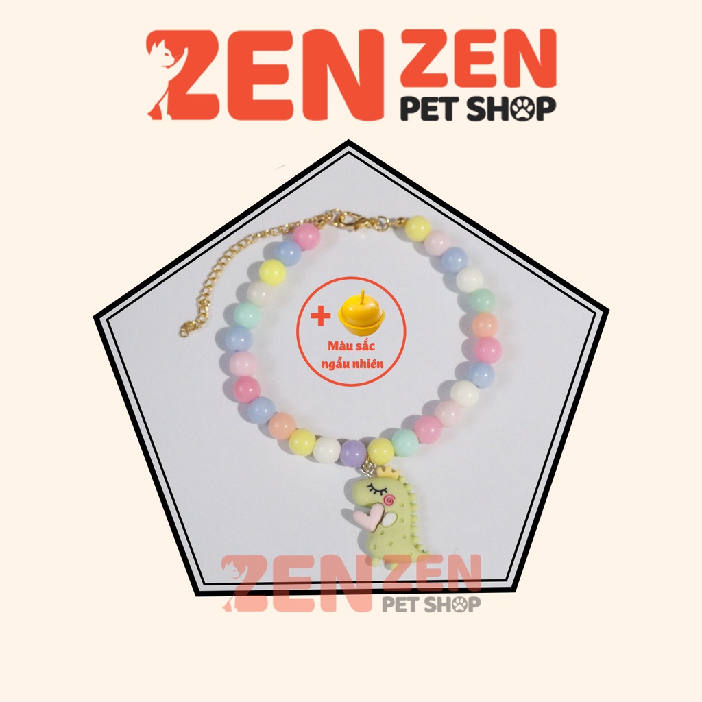 Vòng cổ cho chó mèo - Hạt chuỗi màu Pastel có Charm siêu dễ thương - tặng kèm chuông - Zen Zen Pet Shop