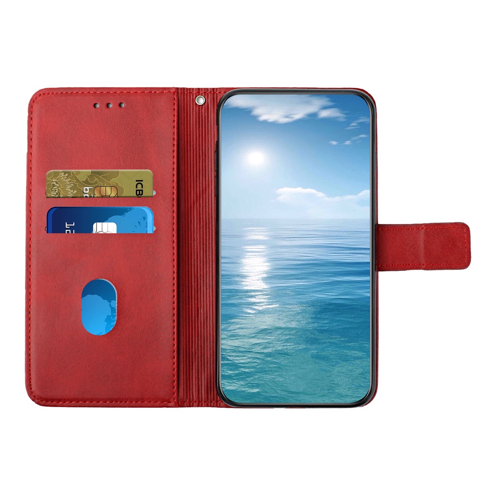 Bao Da Điện Thoại Mềm Nắp Gập Dạng Ví Từ Tính Màu Trơn Dập Nổi Họa Tiết Cho samsung galaxy a54 a34 a24 a04s a23 a33 a53 a13 a52s Ốp