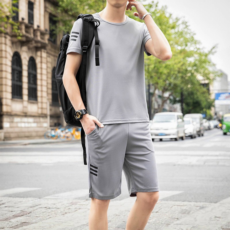 Sét đồ đùi ⚡️XẢ HÀNG⚡️ Bộ thể thao Unisex nam nữ phối sọc tay - mặc nhà, đi chơi, in nhiều hình phong cách