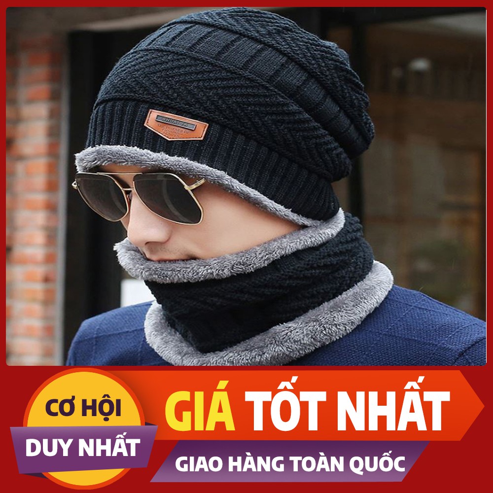 Mũ Len Lót Lông Kèm Khăn Người Lớn