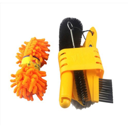 Bộ vệ sinh xe đạp - xe máy đa năng 7 món (6 dụng cụ rửa xe + bàn chải sên)