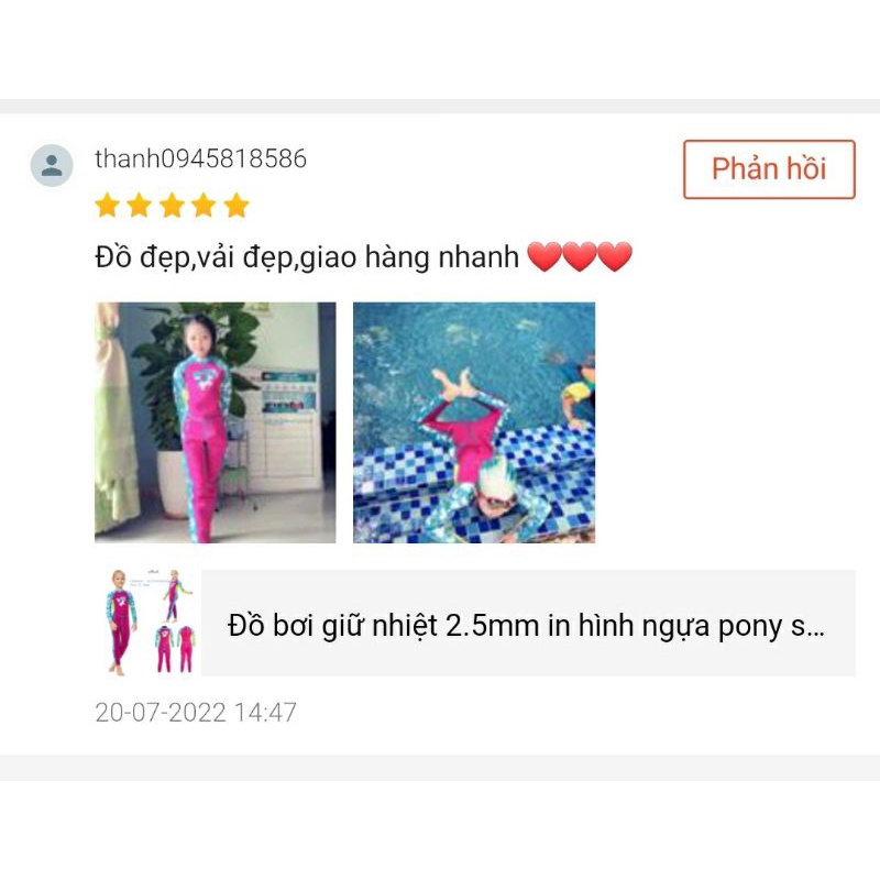 Đồ bơi giữ nhiệt 2.5mm in hình ngựa pony siêu dễ thương cho bé gái WS M151571K