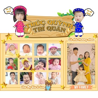 Khung hình 12 tháng,kỉ niệm sinh nhật bé,thiết kế miễn phí theo yêu cầu