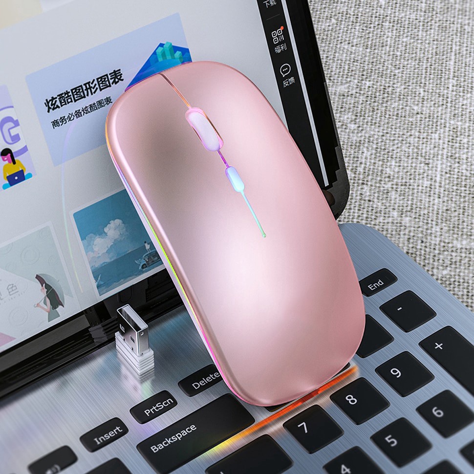 Chuột không dây Bluetooth có đèn LED Chuột máy tính siêu nhẹ sạc pin MT06