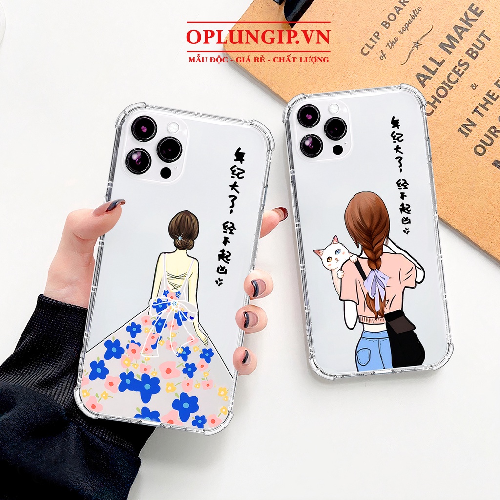 Ốp lưng iphone chống sốc trong suốt thiếu nữ cho iphone 14 13 pro max 11 12 pro max mini x xr xs max 6 s 7 8 plus