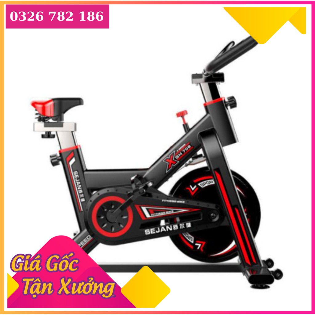 Xe đạp tập gym, thể dục tại nhà Model GH709 - Kèm đồng hồ cảm biến nhịp tim+ Bình nước thể thao