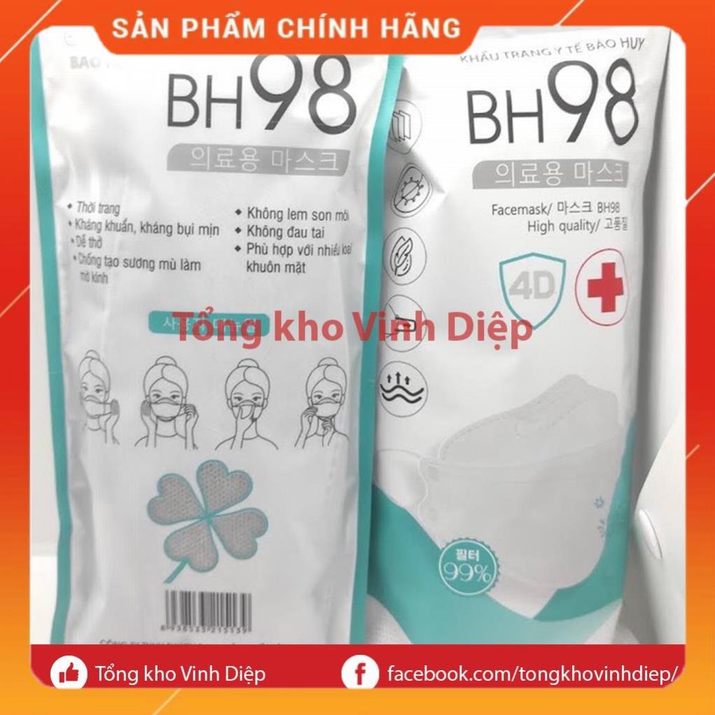 Khẩu trang y tế 4D Hàn Quốc KF94 BH98 kháng khuẩn, chống nắng, ngăn khói bụi