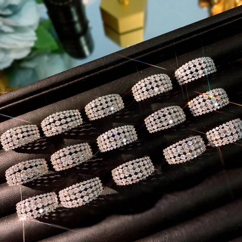 Nhẫn đeo tay kim loại đính đá 5 lớp thanh lịch cho nữ