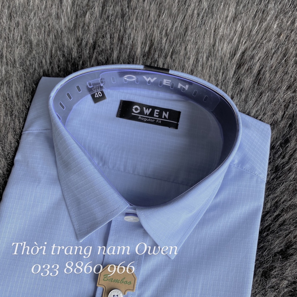 OWEN - Áo Sơ mi dài tay Owen chất sợi tre màu xanh kẻ ô chìm  Slimfit / Regular fit