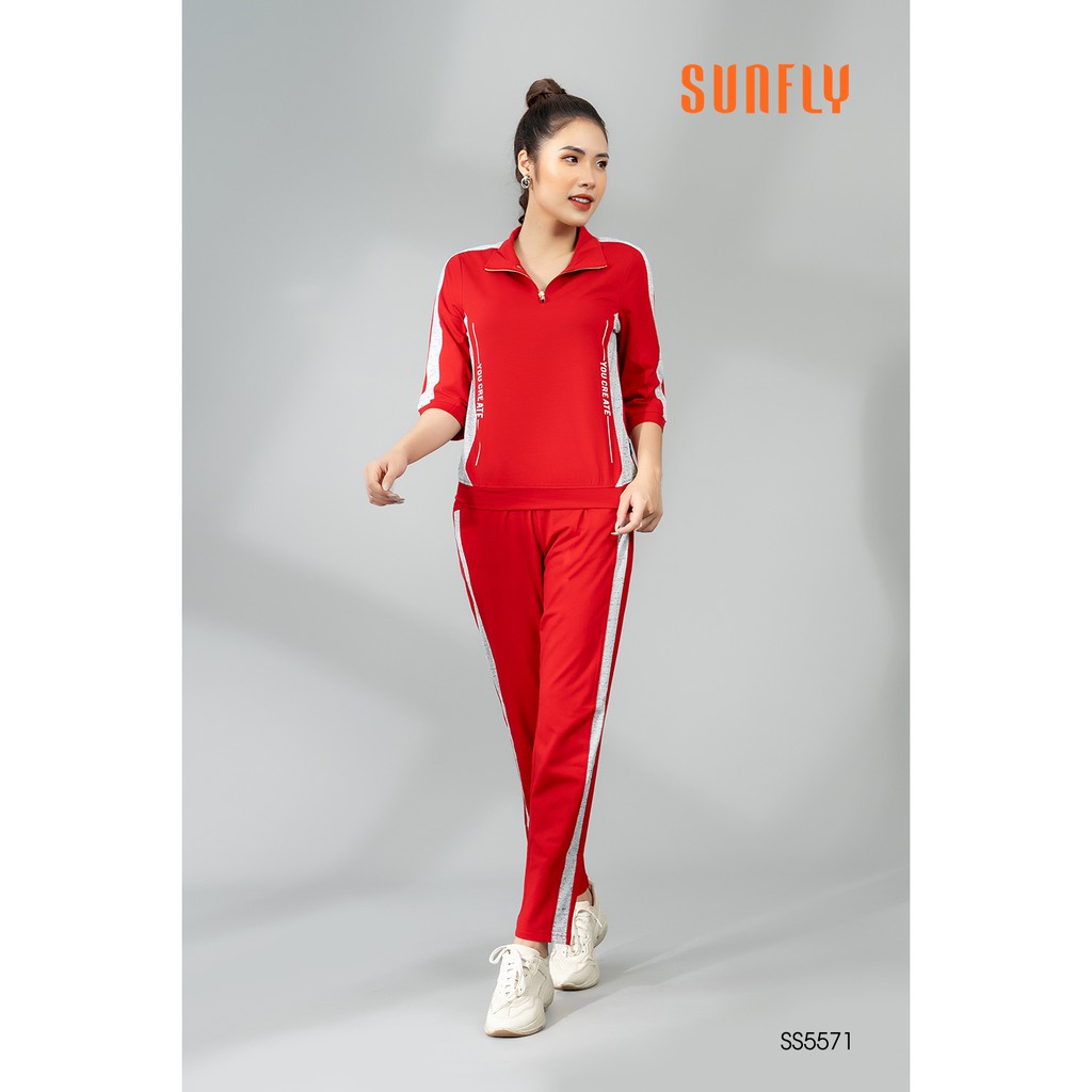 Bộ đồ thể thao nữ Sunfly chất cotton áo tay lỡ quần dài  SS5571 (4 màu kèm video)