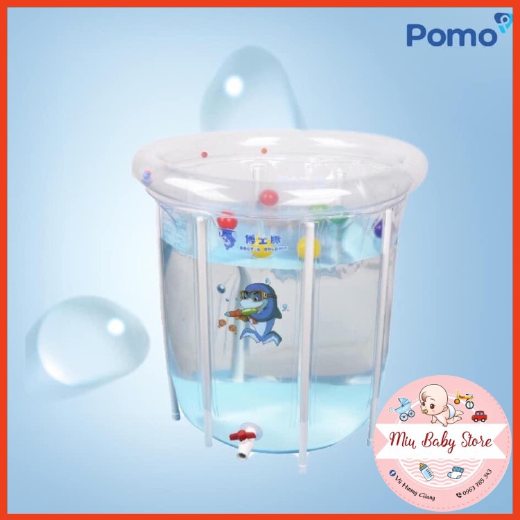 Bể Bơi Thành Cao Doctor Dolphin Cho Bé 80cmx80cm tặng kèm phao đỡ cổ