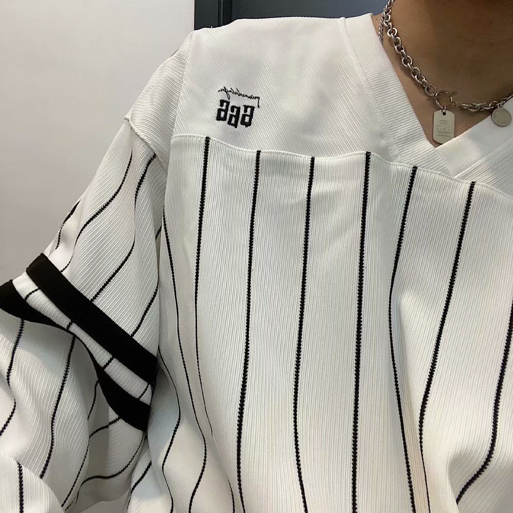 Áo thun tay dài in sọc thời trang hip hop