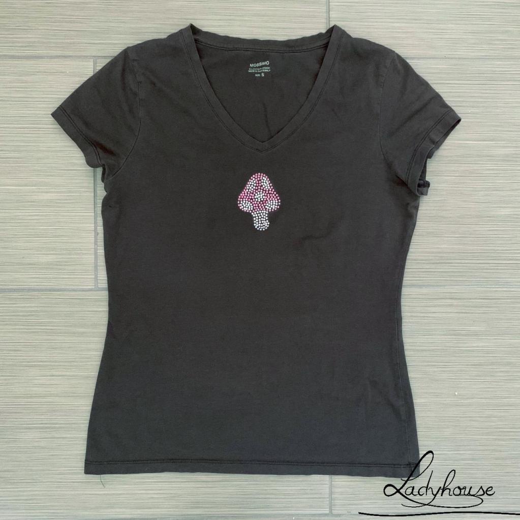 Áo thun croptop tay ngắn cổ chữ V đính đá thời trang dành cho nữ