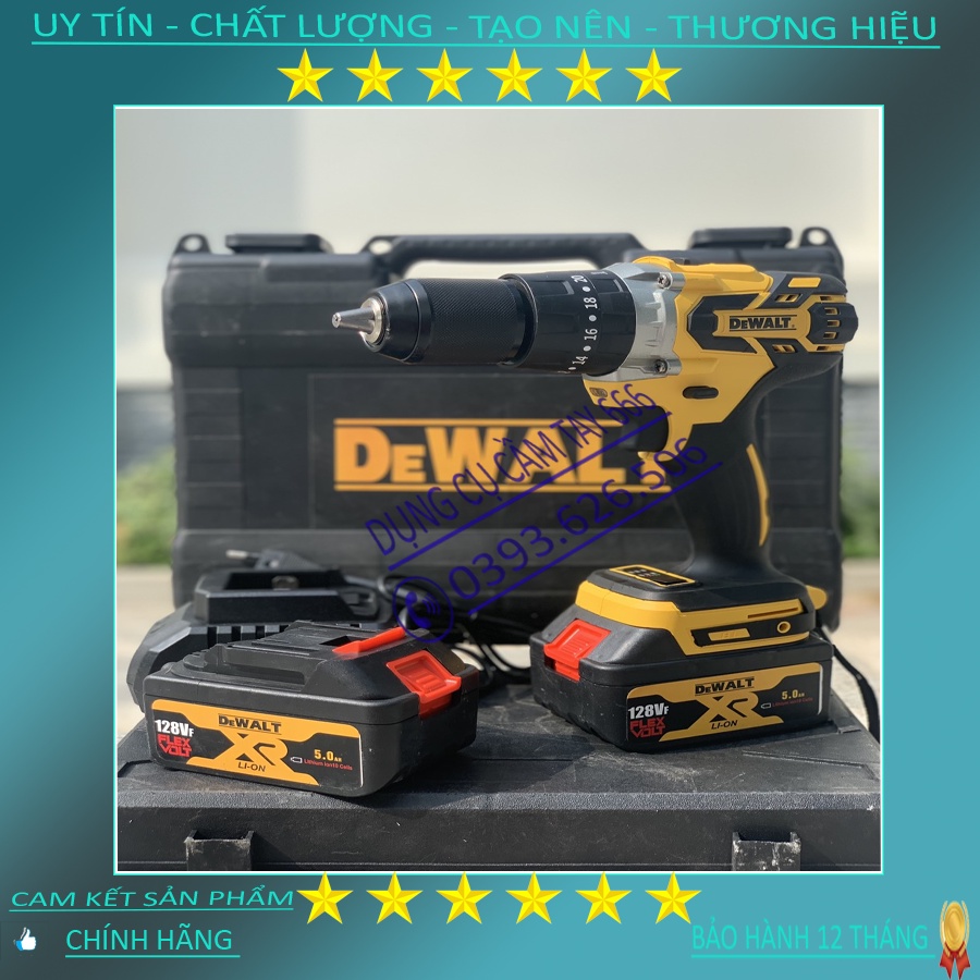 Máy Khoan Pin Dewalt đầu 13ly,máy khoan pin không chổi than 3 chức năng khoan tường bắn vít tôn siêu khỏe freeship