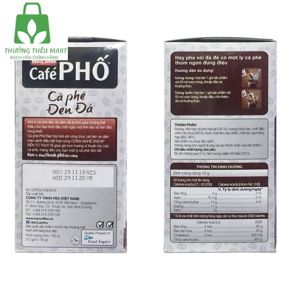 Cà Phê Đen Đá Hòa Tan MacCoffee Café Phố Hộp 160g (10 gói x 16g)