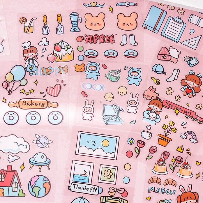 Sticker 1 tấm trang trí sổ/ đồ dùng cá nhân dễ thương, hình dán trang trí nhiều mẫu size 8*8cm Mẫu giao ngẫu nhiên