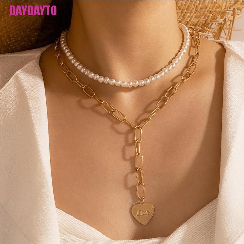 [DAYDAYTO] Vòng Cổ Choker Ngắn Nhiều Lớp Đính Vỏ Sò Và Ngọc Trai Nhân Tạo