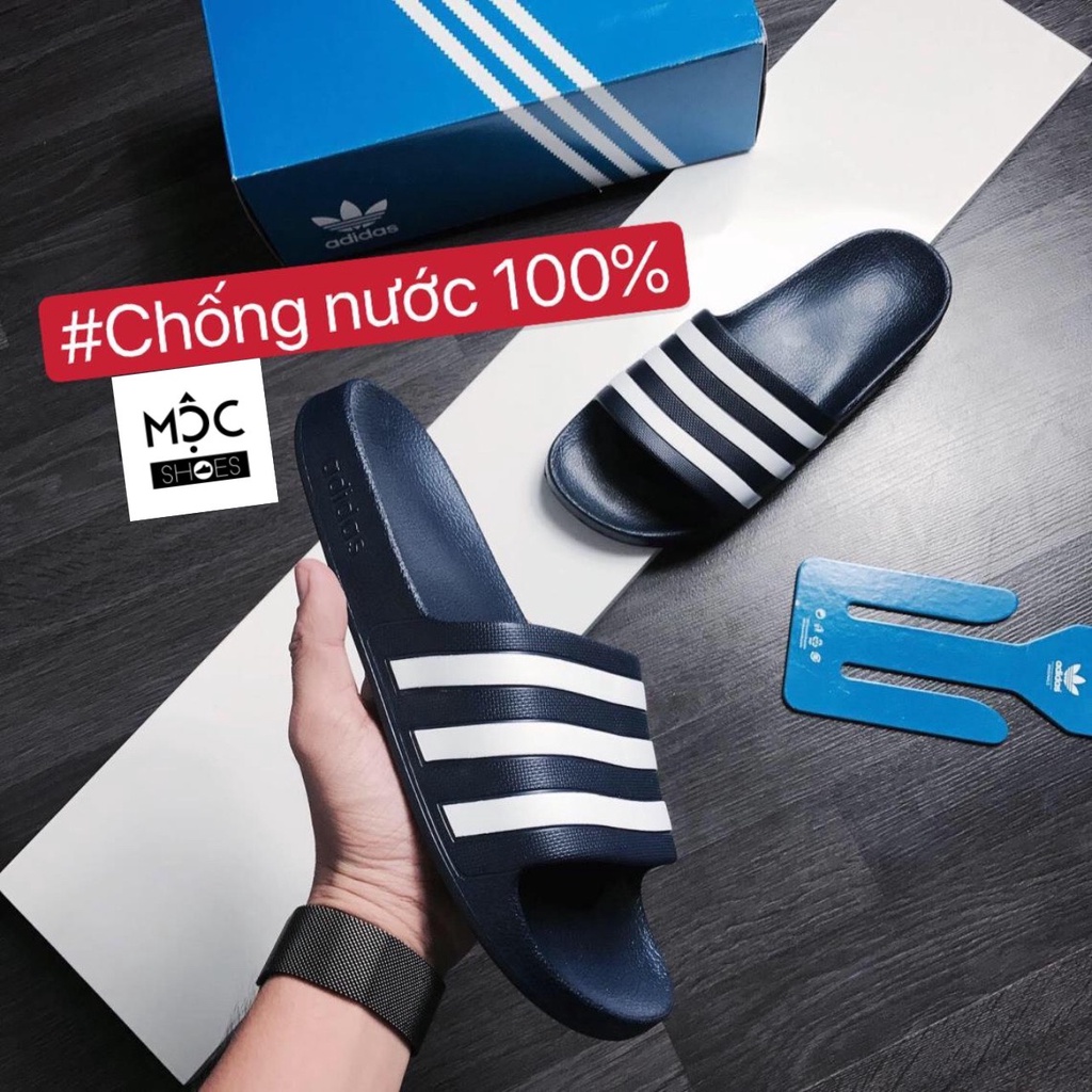 *DÉP ADIDAS AQUA SLIDE ĐEN SỌC TRẮNG BEST SELLER HOT HIT