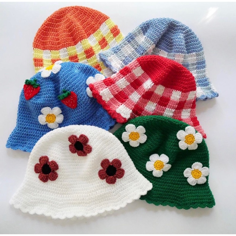 Nón Len mũ bèo phối hoạ tiết hoạt hình , caro hàng Handmade