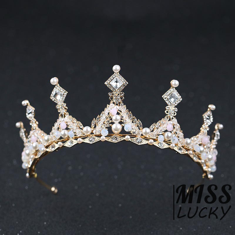 Vương miện đính đá và ngọc trai siêu xinh cho nữ