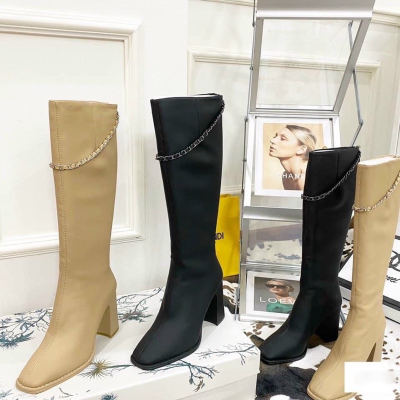 Boot đùi da lỳ viền xích siêu hot