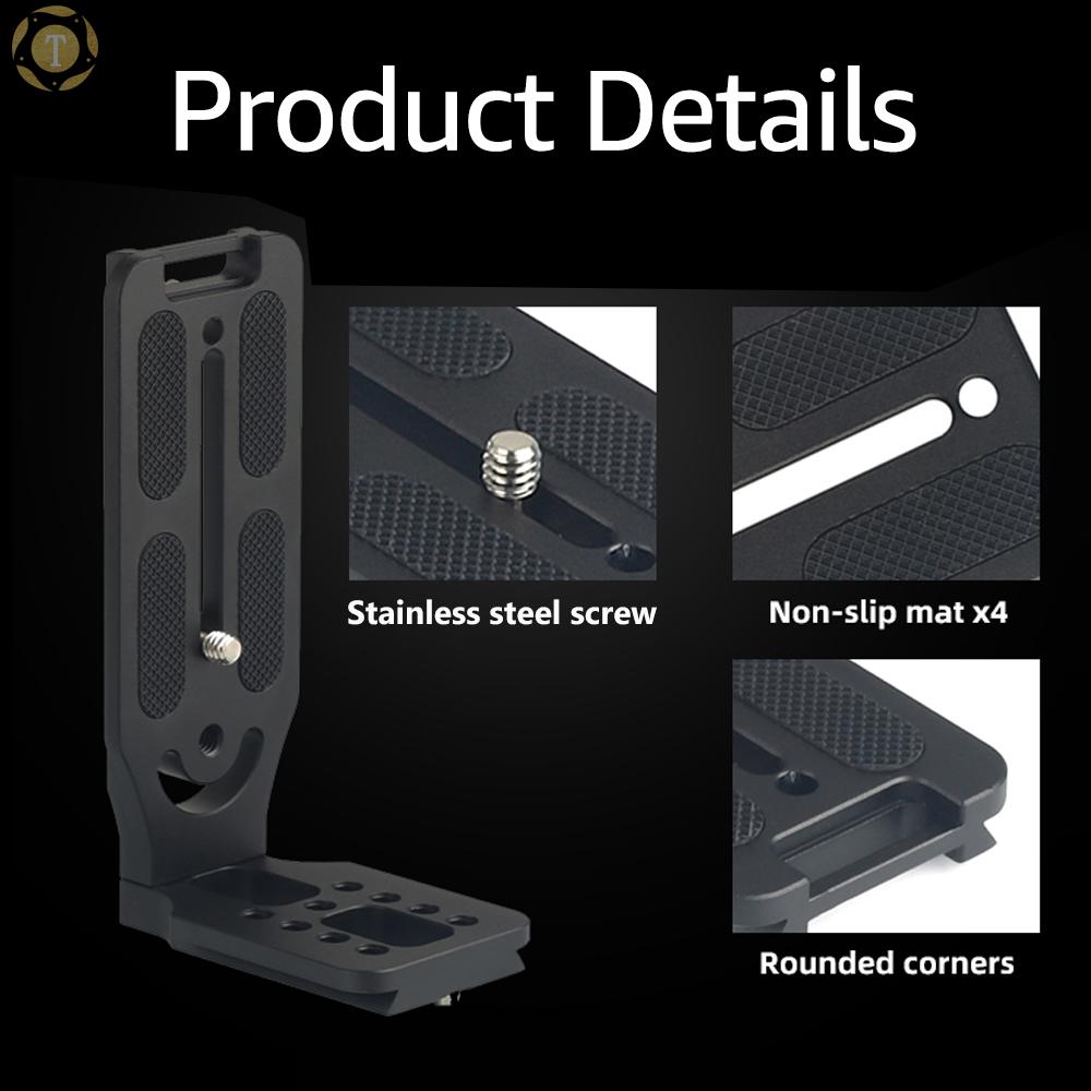 Shipped within 12 hours】 Camera Vertical Clapper L-shaped Bracket Aluminum Alloy Quick Release Plate 1/4 Inch Screw Mounts Arca Swiss Standard Universal for DSLR Camera Vertical Horizontal Shooting Compatible with Canon Nikon Sony DJI Ronin Most Tri [TO]