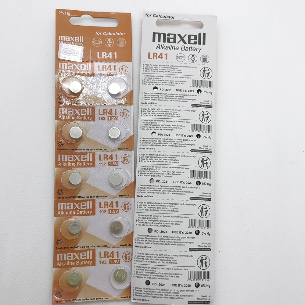 Pin AG3 LR41 192 1.5V Maxell Vỉ 10 Viên chính hãng