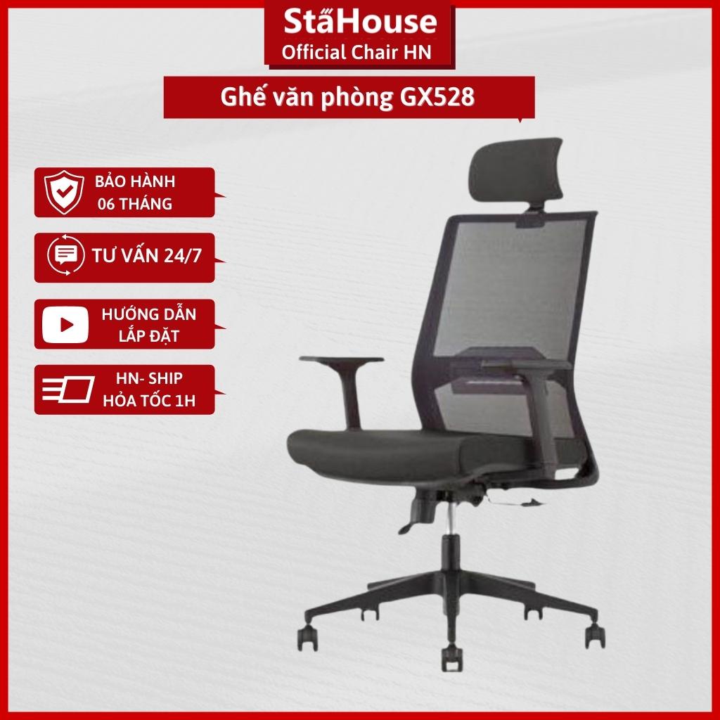 Ghế Công Thái Học chân xoay lưng lưới tựa đầu GX528, Ghế Văn Phòng Làm Việc Stahouse Official Chair HN