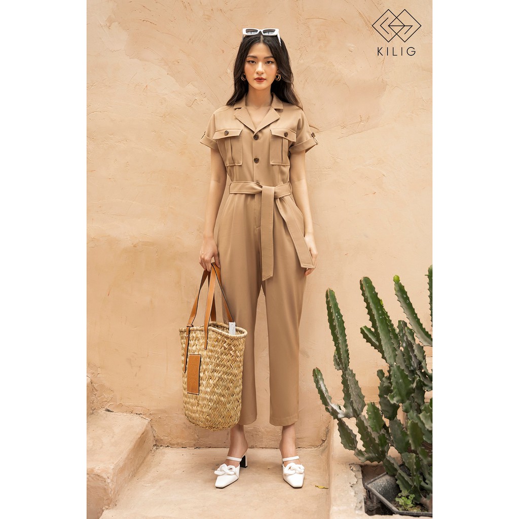 Bộ Jumpsuit chất tuýt xi Nhật mặc nhẹ mát, không nhăn, thiết kế cổ vest cá tính, cực kì tôn dáng và trẻ trung