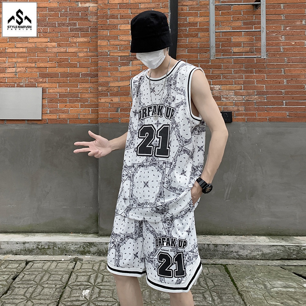 Set Ba Lỗ  Thể Thao In Số 21 Hot Trend Mùa Hè 2022 STYLE MARVEN - SET NAM 004