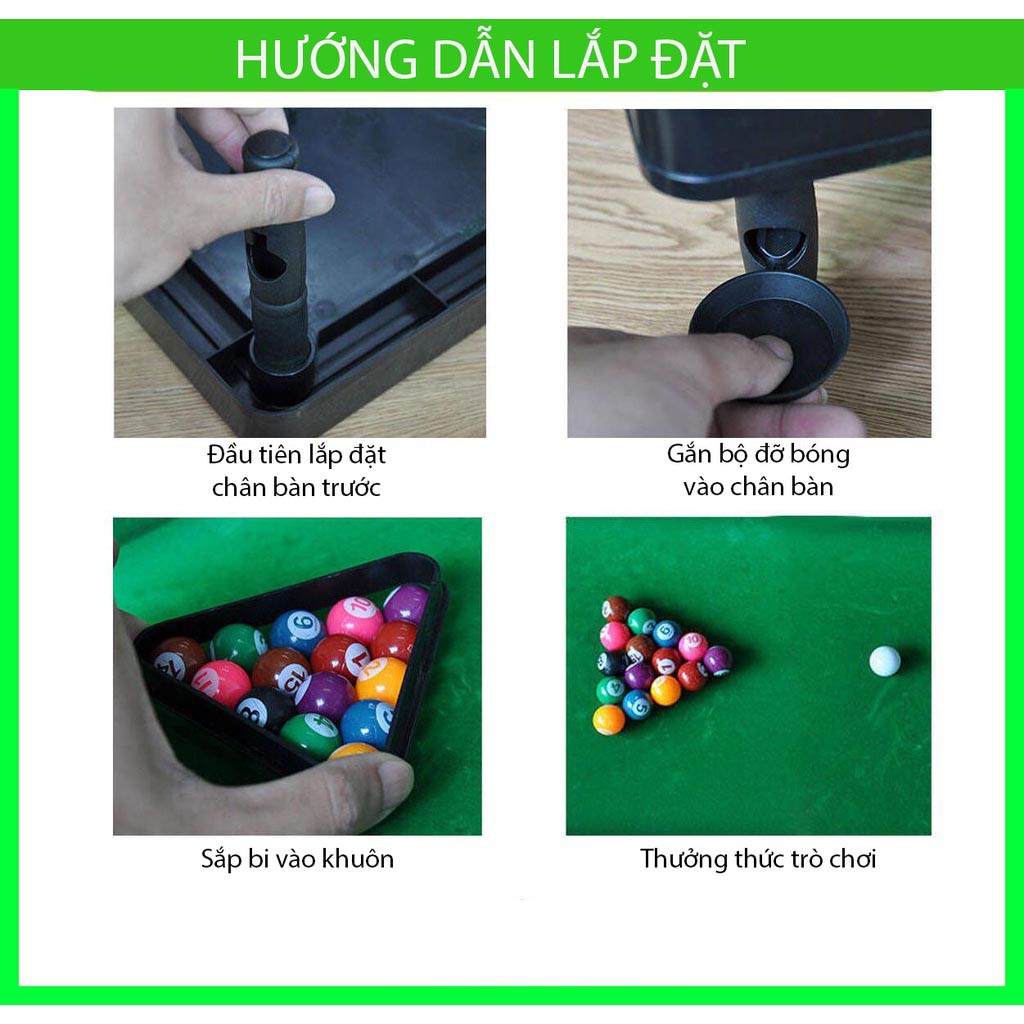 Bàn bi a mini cao cấp cho trẻ em [HIỆU SNOOKER] Mặt bàn vải Nỉ không bong