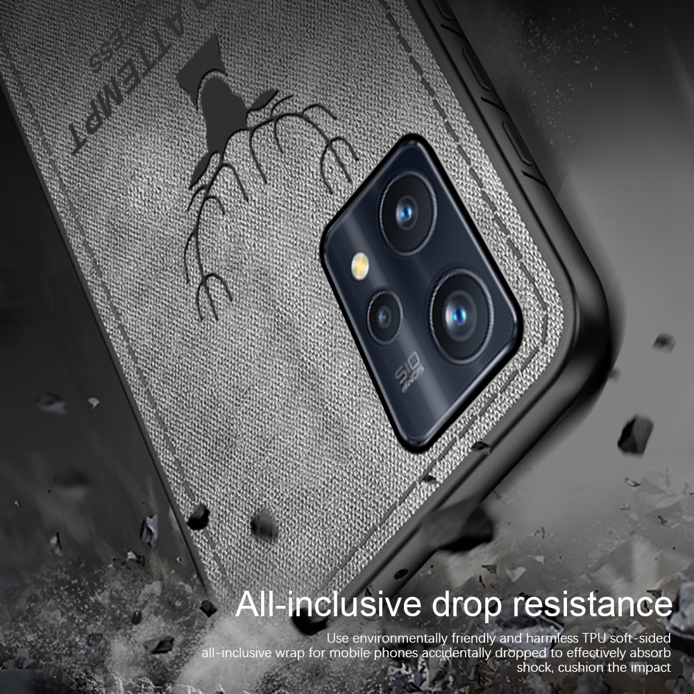 Ốp Điện Thoại Vải Viền Silicon Họa Tiết Tuần Lộc 3d Cho Oppo Realme 9Pro Plus 9i C35 C21Y C25Y C17 7i C20 A96 A36 A76 Reno7 7Z