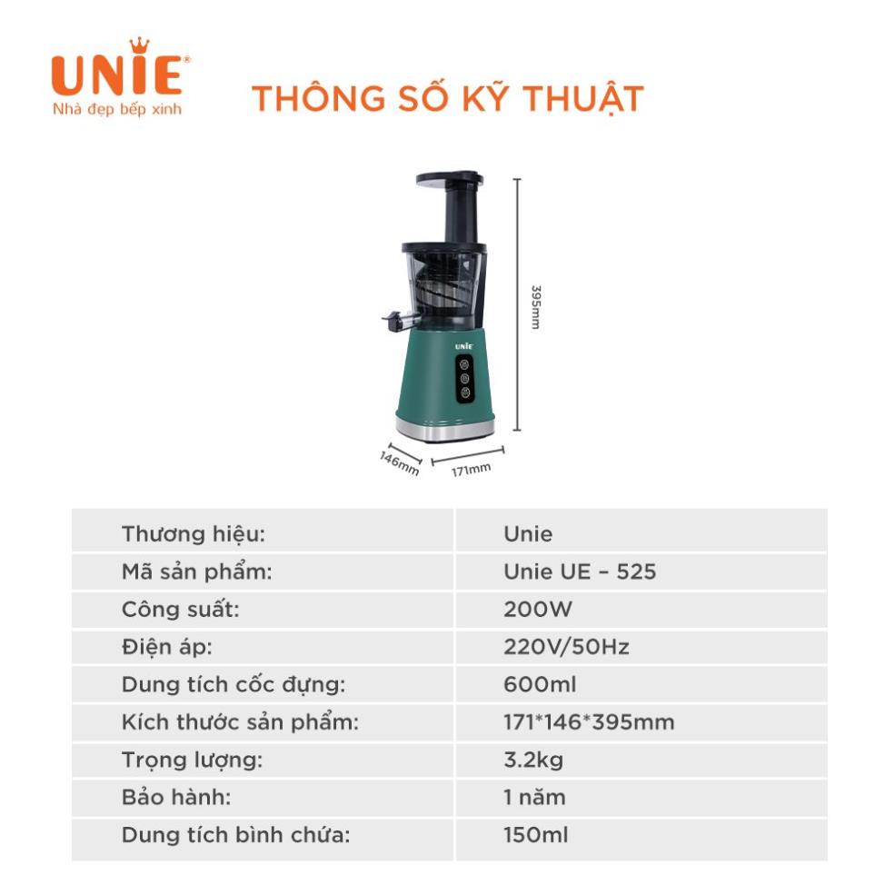 Máy ép chậm UNIE UE-525 công suất 200W Máy ép hoa quả mini cao cấp Unie bảo hành điện tử 12 tháng