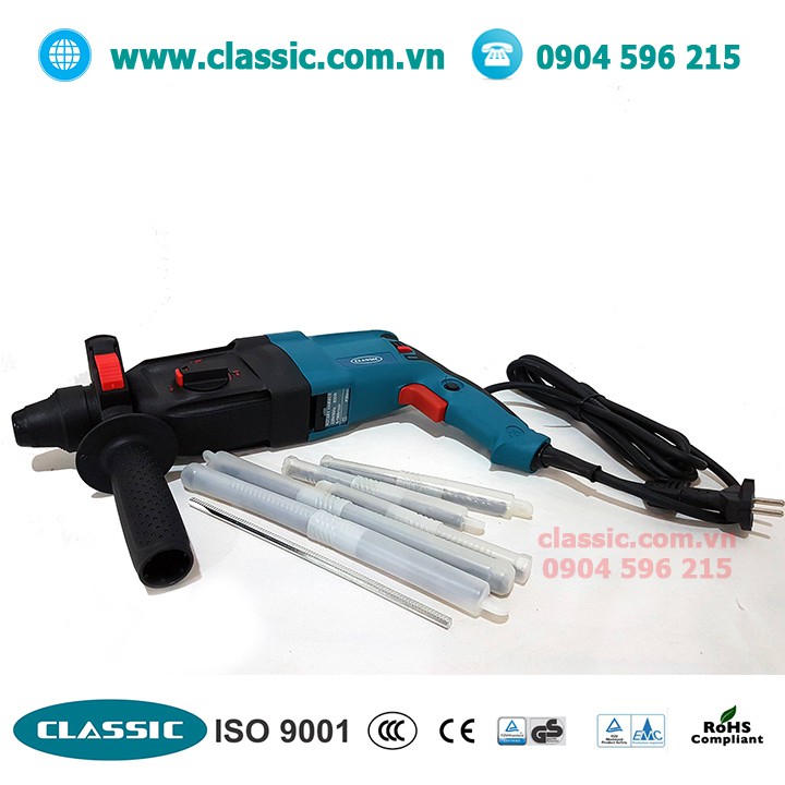 Máy khoan bê tông 3 chế độ Classic 800w khoan sắt, gỗ, tường, bê tông, đục