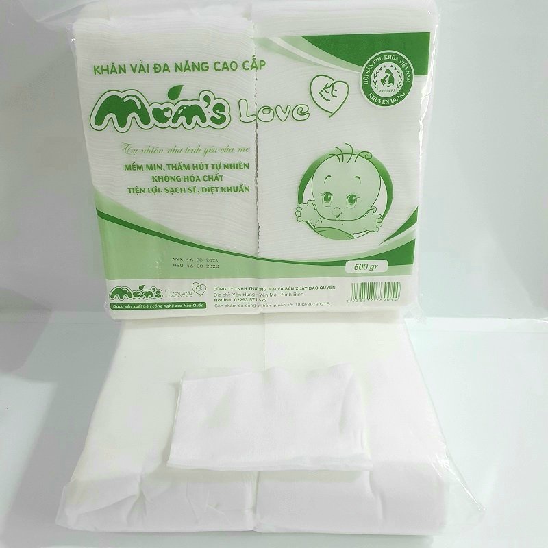 Khăn Vải Khô Đa Năng Mom Love Túi 600g / 600 Tờ, Có Thể Nhúng Ướt Sử Sụng Như Khăn Giấy Ướt