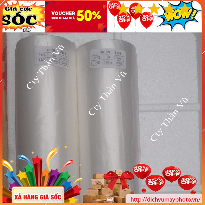 Quận giấy cán nhiệt bóng 25mic loại 300m chuẩn dùng cho máy FM 330 chất lượng INECO