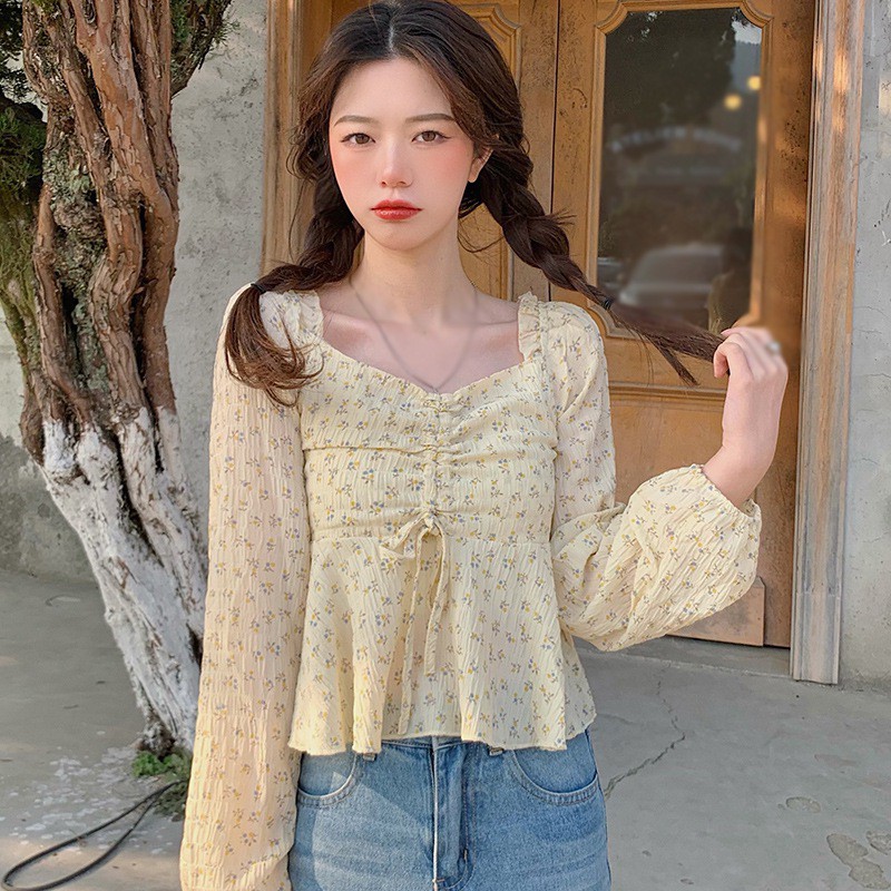 Áo Kiểu Chất Chiffon Hoạ Tiết Hoa Thiết Kế Cổ Chữ V Nữ Tính | BigBuy360 - bigbuy360.vn