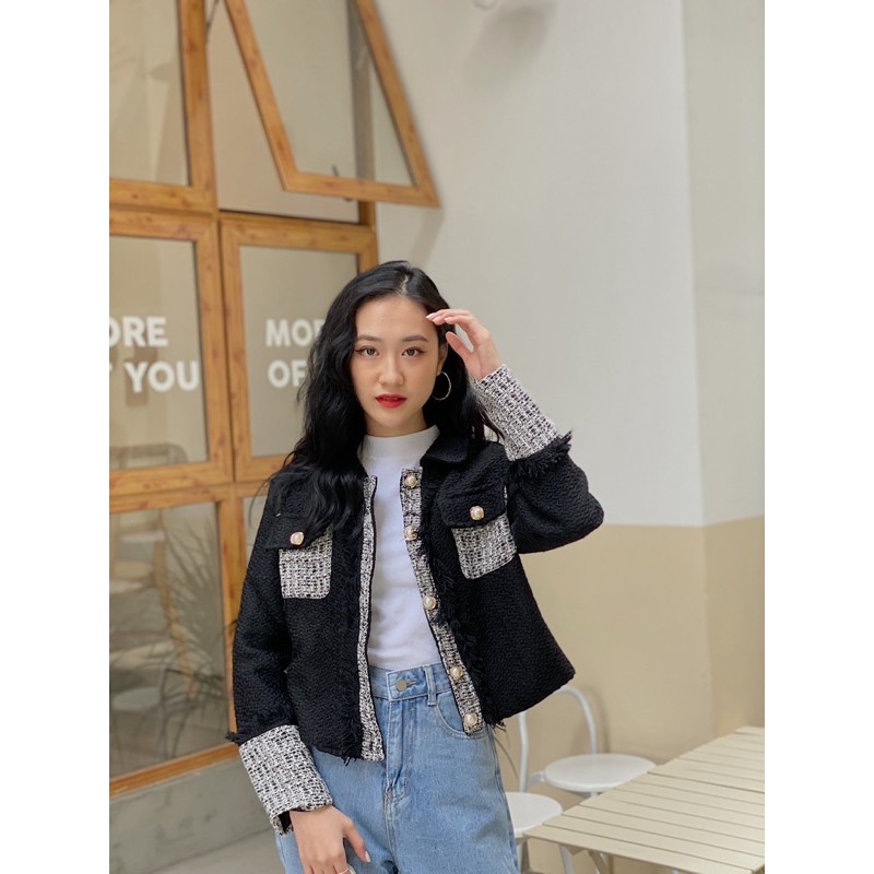 Áo khoác dạ pha tay cài cúc 183 | BigBuy360 - bigbuy360.vn