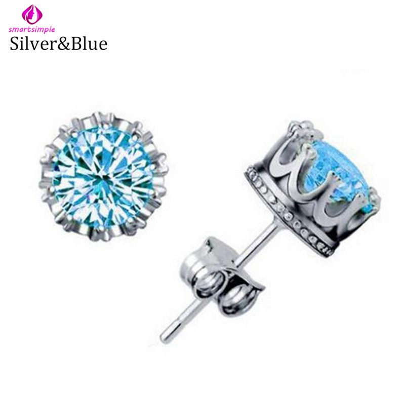Khuyên tai hình vương miện đính đá Zircon thời trang