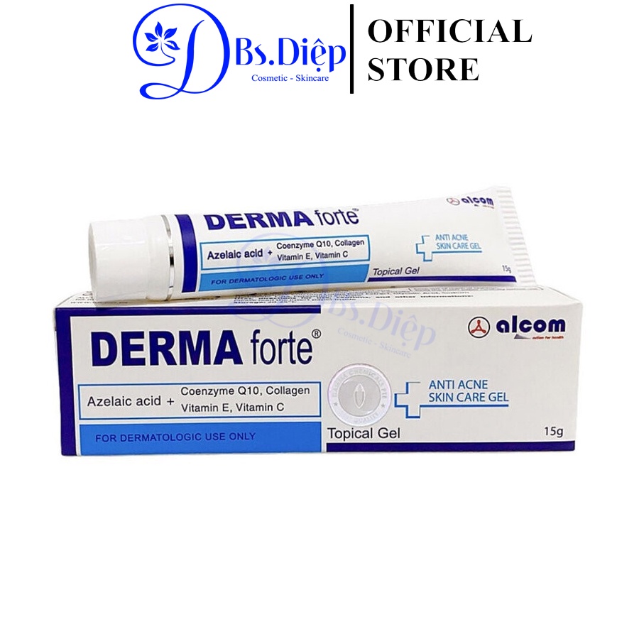 Gel Dưỡng Alcom Derma Forte Giảm Mụn, Mờ Thâm 15g Anti Acne Skin Care Gel